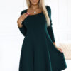 574-1 IVANA comfortable trapeze dress with a neckline and long sleeves - green-1