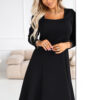 574-3 IVANA comfortable trapeze dress with a neckline and long sleeves - black-1