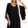 597-1 LIVIA Elegant trapeze dress with butterfly sleeves - black with glitter-1