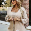 631-1 Stylish cardigan made of soft sweater knit - beige-1