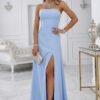 663-2 ELARA Corset Maxi Dress with Slit and Back Tie - Sky Blue-1