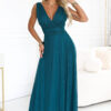 686-1 MIRELLA Evening maxi dress with glitter and V neckline - sea green-1